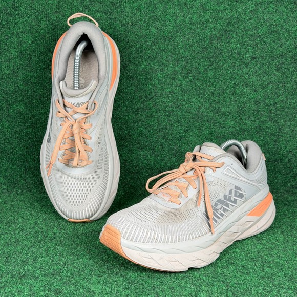 Hoka One One Shoes - Hoka One One Bondi 7 Womens 10.5 Running Shoe Harbor Mist Shark Athletic Outdoor